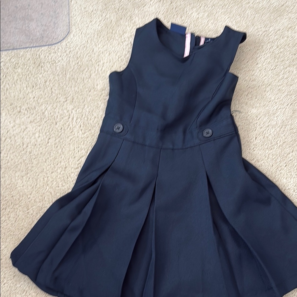 Izod Blue Pleated A-line Dress Scoop Neck Sleeveless